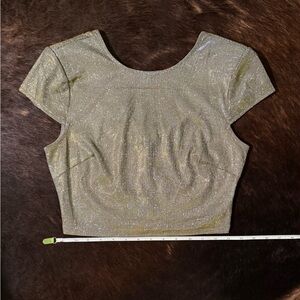 Gold Metallic Zip Crop Top Festival Party Small